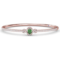 Love Knot Bangle Bracelet with Cushion Cut Emerald and Pavé Diamonds by Fana - 1.48 Carat Total Gemstone Weight