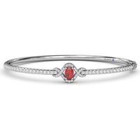 Love Knot Bangle Bracelet with Oval Ruby and Pavé Diamonds by Fana - 1.66 Carat Total Gemstone Weight