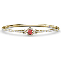Love Knot Bangle Bracelet with Oval Ruby and Pavé Diamonds by Fana - 1.66 Carat Total Gemstone Weight