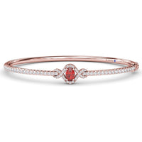Love Knot Bangle Bracelet with Oval Ruby and Pavé Diamonds by Fana - 1.66 Carat Total Gemstone Weight