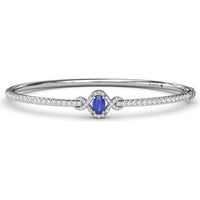 Love Knot Bangle Bracelet with Oval Sapphire and Pavé Diamonds by Fana - 1.66 Carat Total Gemstone Weight