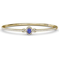 Love Knot Bangle Bracelet with Oval Sapphire and Pavé Diamonds by Fana - 1.66 Carat Total Gemstone Weight