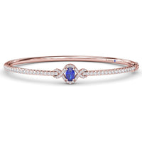 Love Knot Bangle Bracelet with Oval Sapphire and Pavé Diamonds by Fana - 1.66 Carat Total Gemstone Weight