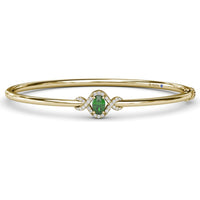 Love Knot Bangle Bracelet with Pavé Diamond Halo and Emerald Center Stone by Fana - 0.65 Carat Total Gemstone Weight
