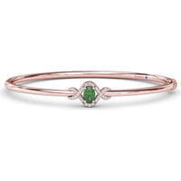 Love Knot Bangle Bracelet with Pavé Diamond Halo and Emerald Center Stone by Fana - 0.65 Carat Total Gemstone Weight