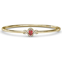 Love Knot Bangle with Oval Ruby and Pavé Diamond Halo by Fana - 0.83 Carat Total Gemstone Weight
