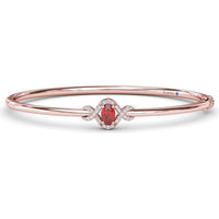 Love Knot Bangle with Oval Ruby and Pavé Diamond Halo by Fana - 0.83 Carat Total Gemstone Weight