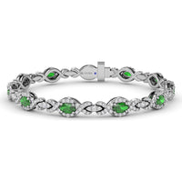 Love Knot Bracelet with Marquise Emeralds and Pavé Diamonds by Fana - 4.89 Carat Total Gemstone Weight
