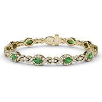 Love Knot Bracelet with Marquise Emeralds and Pavé Diamonds by Fana - 4.89 Carat Total Gemstone Weight