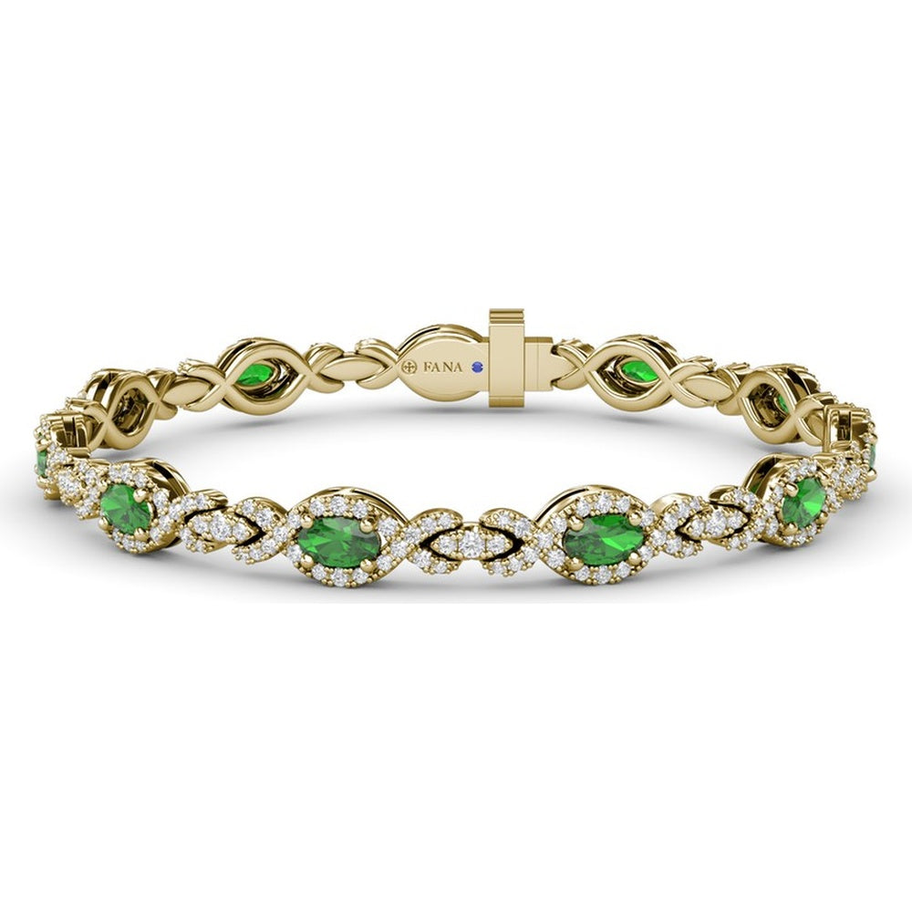 Love Knot Bracelet with Marquise Emeralds and Pavé Diamonds by Fana - 4.89 Carat Total Gemstone Weight