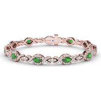 Love Knot Bracelet with Marquise Emeralds and Pavé Diamonds by Fana - 4.89 Carat Total Gemstone Weight