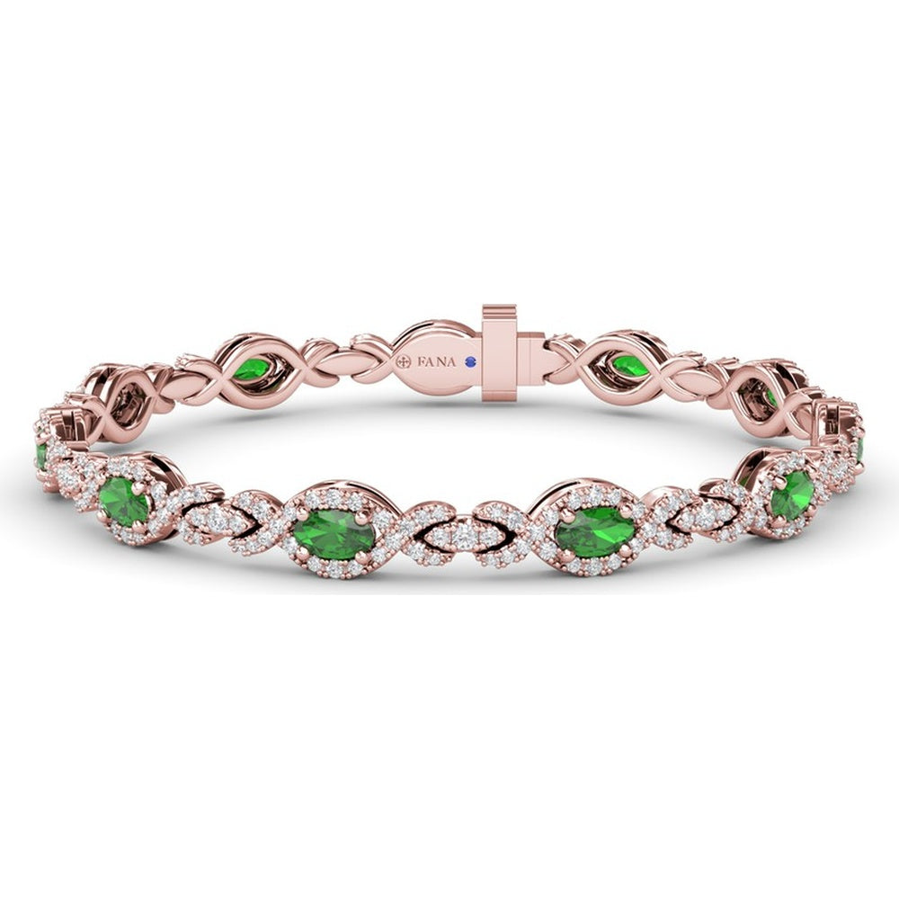 Love Knot Bracelet with Marquise Emeralds and Pavé Diamonds by Fana - 4.89 Carat Total Gemstone Weight