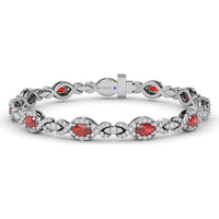 Love Knot Bracelet with Marquise Rubies and Pavé Diamonds - 4.2 Carat Ruby and 1.9 Carat Diamond Total Weight by Fana
