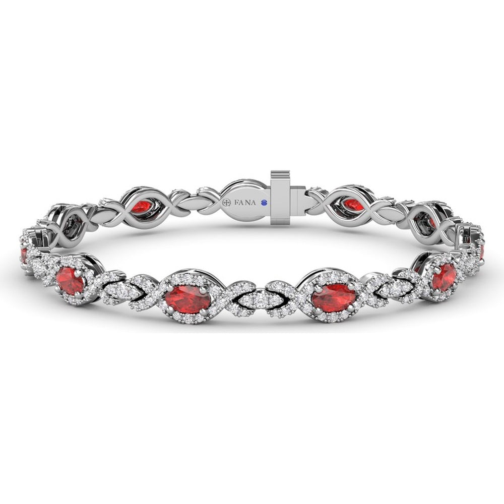 Love Knot Bracelet with Marquise Rubies and Pavé Diamonds - 4.2 Carat Ruby and 1.9 Carat Diamond Total Weight by Fana