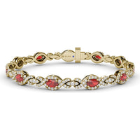 Love Knot Bracelet with Marquise Rubies and Pavé Diamonds - 4.2 Carat Ruby and 1.9 Carat Diamond Total Weight by Fana
