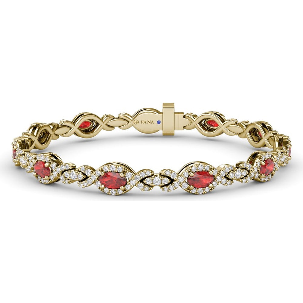 Love Knot Bracelet with Marquise Rubies and Pavé Diamonds - 4.2 Carat Ruby and 1.9 Carat Diamond Total Weight by Fana