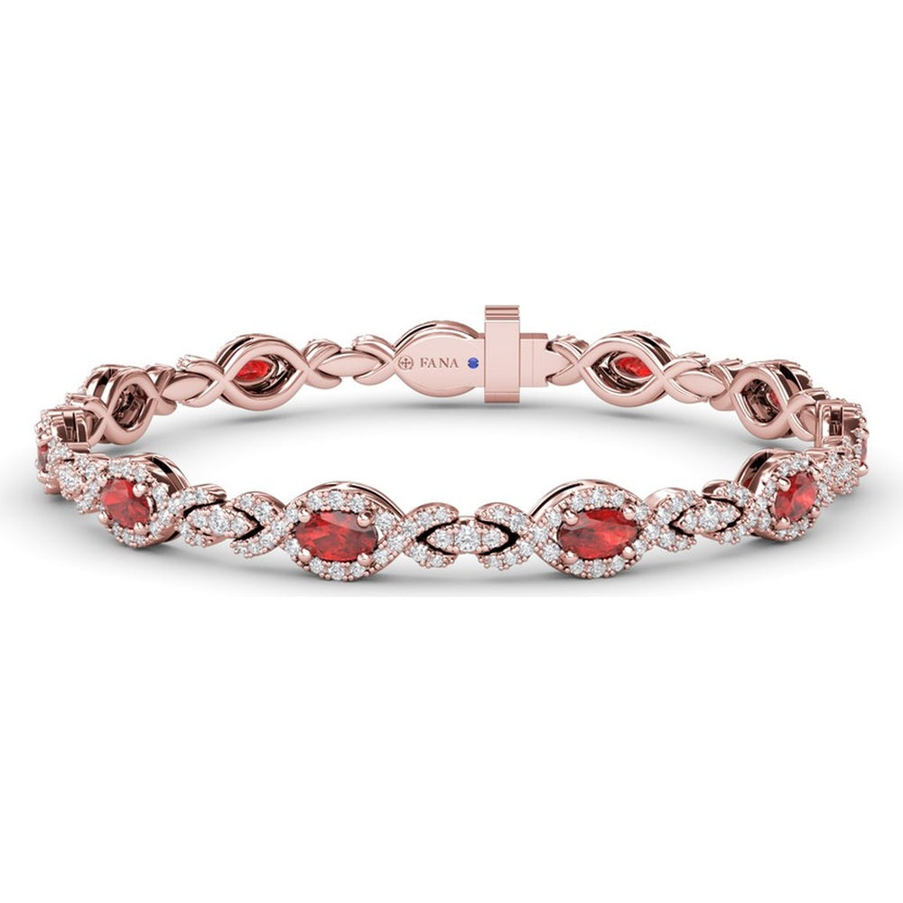 Love Knot Bracelet with Marquise Rubies and Pavé Diamonds - 4.2 Carat Ruby and 1.9 Carat Diamond Total Weight by Fana