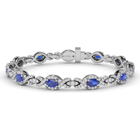 Love Knot Bracelet with Oval Sapphires and Pavé Diamonds by Fana - 6.09 Carat Total Gemstone Weight