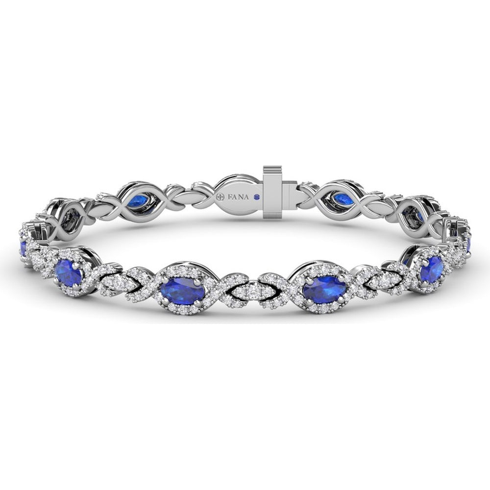 Love Knot Bracelet with Oval Sapphires and Pavé Diamonds by Fana - 6.09 Carat Total Gemstone Weight