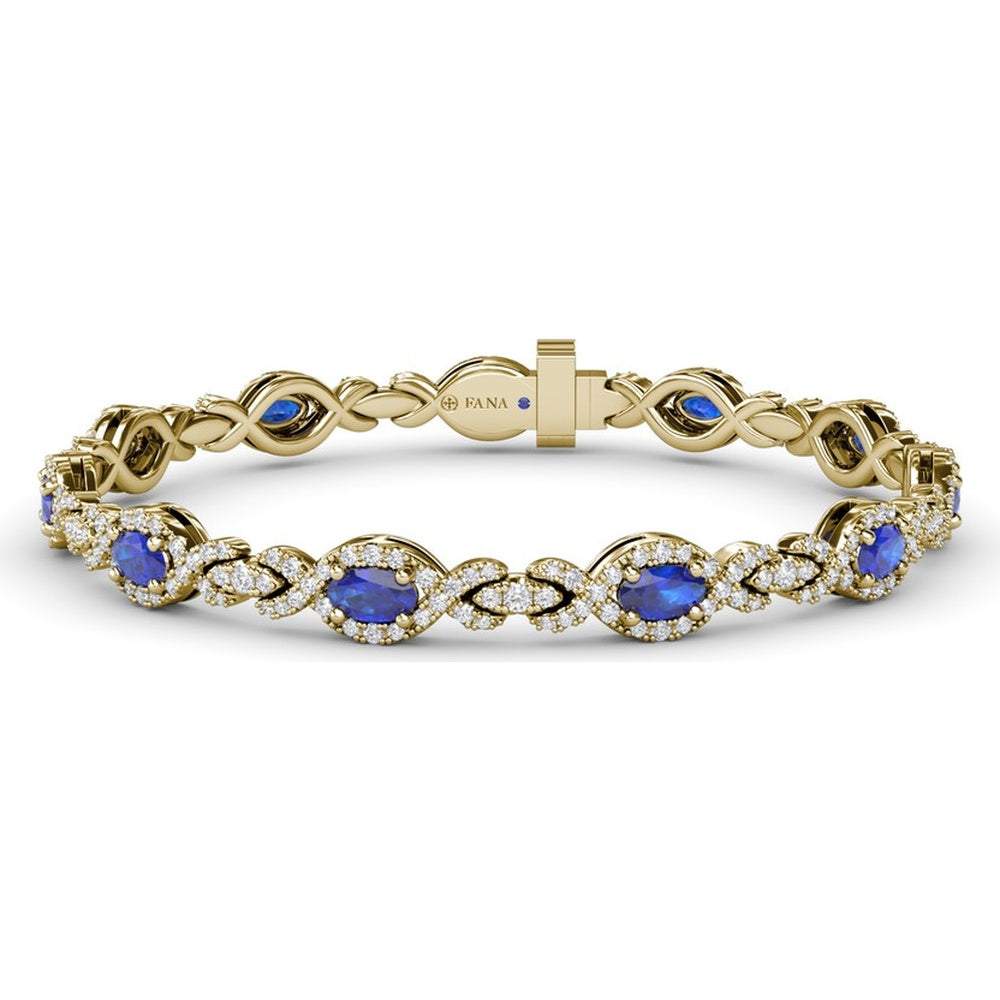 Love Knot Bracelet with Oval Sapphires and Pavé Diamonds by Fana - 6.09 Carat Total Gemstone Weight