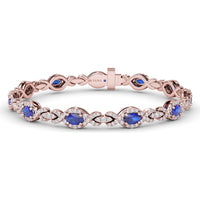 Love Knot Bracelet with Oval Sapphires and Pavé Diamonds by Fana - 6.09 Carat Total Gemstone Weight