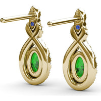 Love Knot Drop Earrings with Oval Emeralds and Pavé Diamond Halo by Fana - 1.27 Carat Total Gemstone Weight