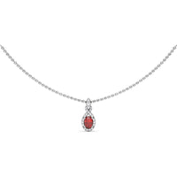 Love Knot Necklace with Diamond Halo and Oval Ruby by Fana - 0.83 Carat Total Gemstone Weight