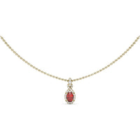 Love Knot Necklace with Diamond Halo and Oval Ruby by Fana - 0.83 Carat Total Gemstone Weight