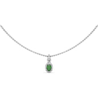 Love Knot Pendant with Diamond Halo and Oval Emerald by Fana - 0.65 Carat Total Gemstone Weight