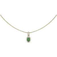 Love Knot Pendant with Diamond Halo and Oval Emerald by Fana - 0.65 Carat Total Gemstone Weight