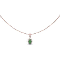 Love Knot Pendant with Diamond Halo and Oval Emerald by Fana - 0.65 Carat Total Gemstone Weight