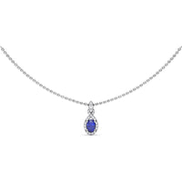 Love Knot Pendant with Oval Sapphire and Marquise Diamond Halo by Fana - 0.83 Carat Total Gemstone Weight
