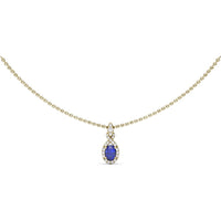 Love Knot Pendant with Oval Sapphire and Marquise Diamond Halo by Fana - 0.83 Carat Total Gemstone Weight