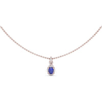 Love Knot Pendant with Oval Sapphire and Marquise Diamond Halo by Fana - 0.83 Carat Total Gemstone Weight