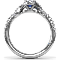 Love Knot Ring with Oval Sapphire and Diamond Halo by Fana - 1.04 Carat Total Gemstone Weight