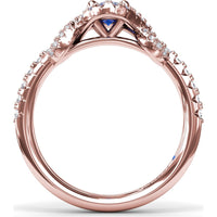 Love Knot Ring with Oval Sapphire and Diamond Halo by Fana - 1.04 Carat Total Gemstone Weight