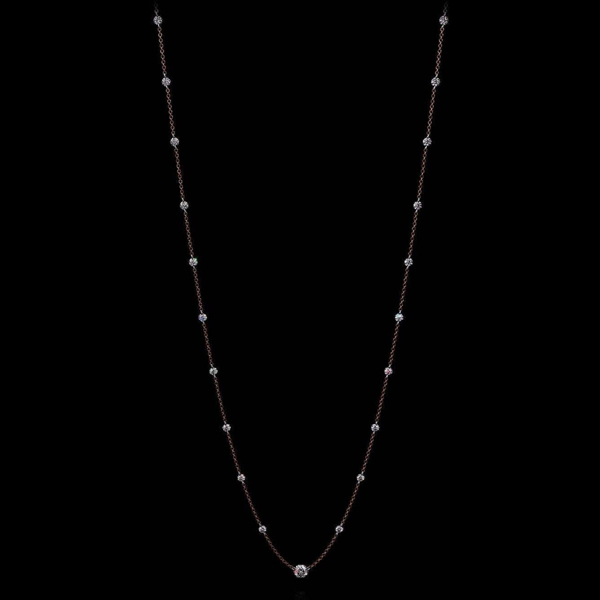 Aresa New York - Lovelace Note A Necklaces - 18K Rose Gold with 0.30 cts. of Diamonds