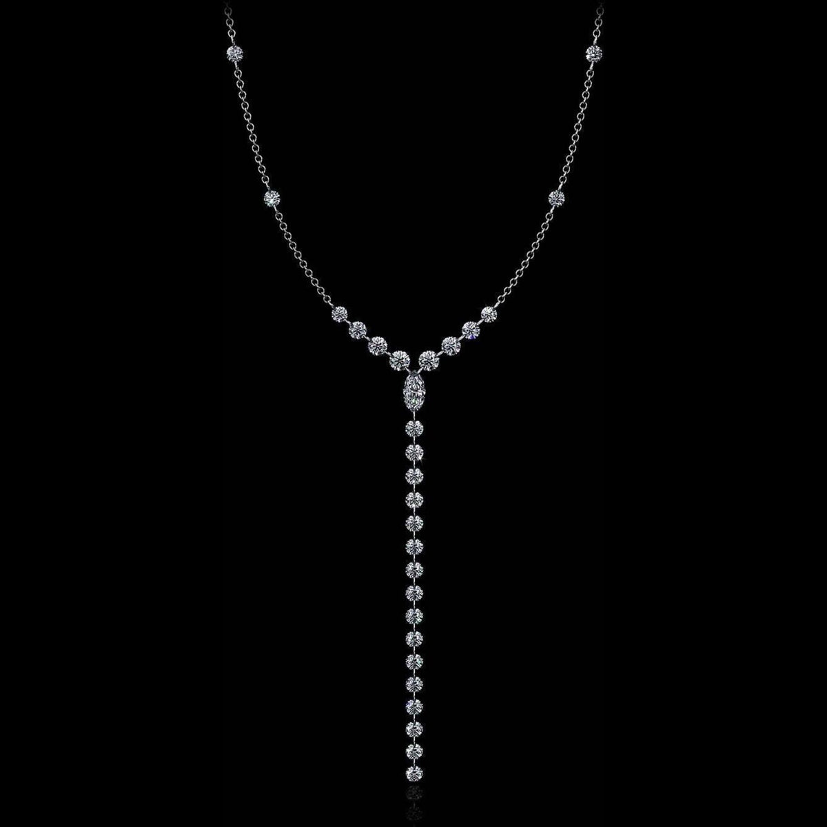 Aresa New York - Lovelace Note C Necklaces - 18K White Gold with 6.40 cts. of Diamonds