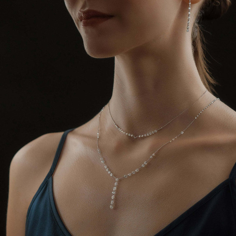 Aresa New York - Lovelace Note E Necklaces - 18K Rose Gold with 3.15 cts. of Diamonds