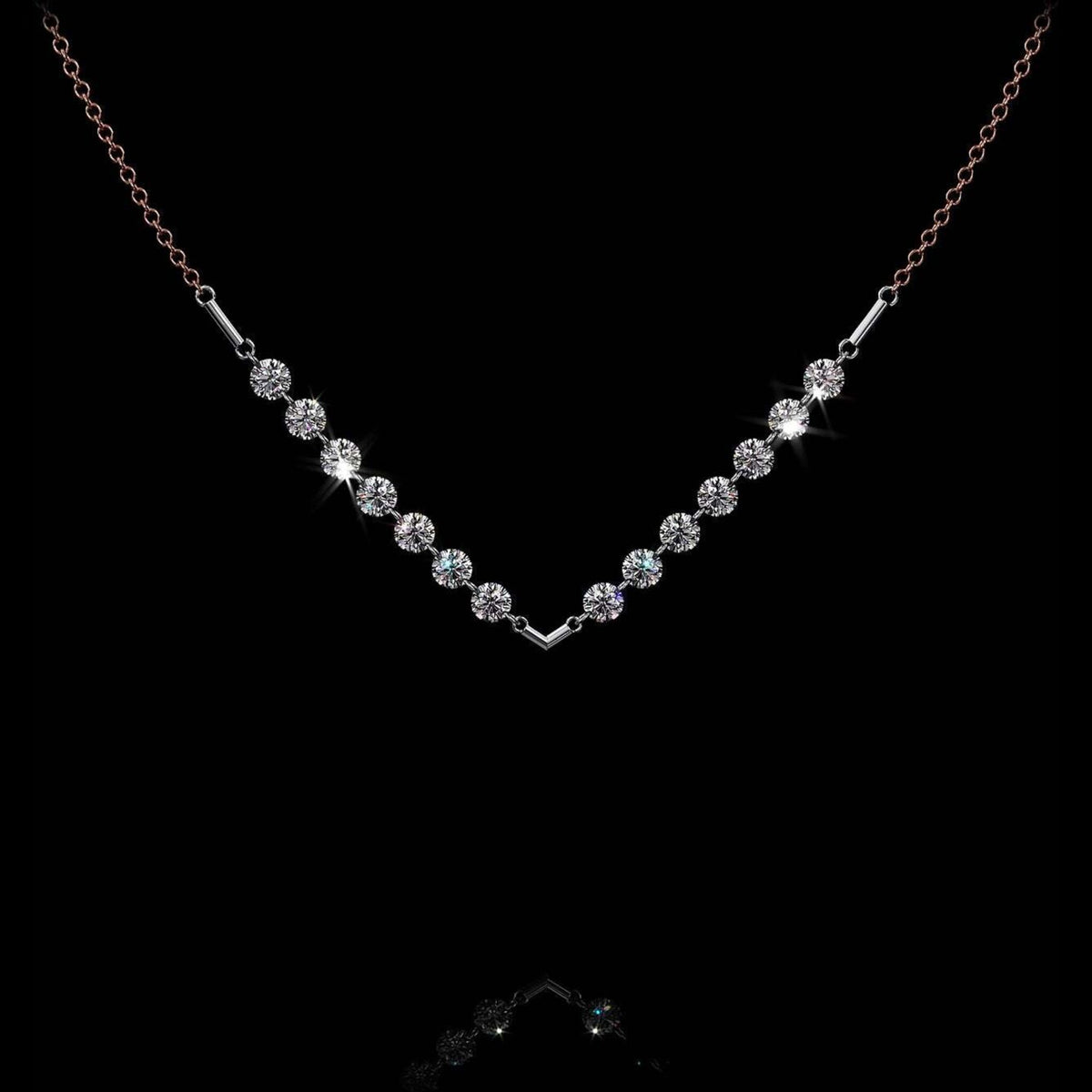 Aresa New York - Lovelace Note G Necklaces - 18K Rose Gold with 1.10 cts. of Diamonds
