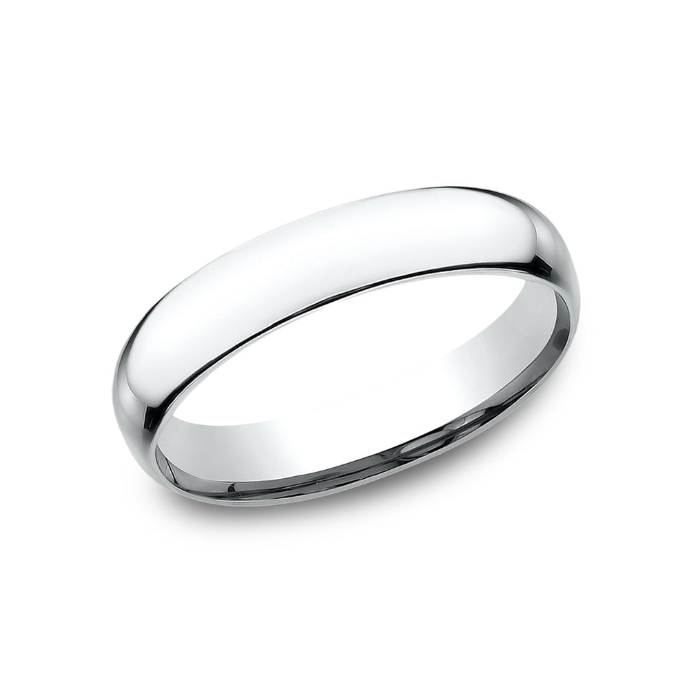 Low Dome Comfort Fit Men's Wedding Band in 14K White Gold - 4mm Width by Benchmark
