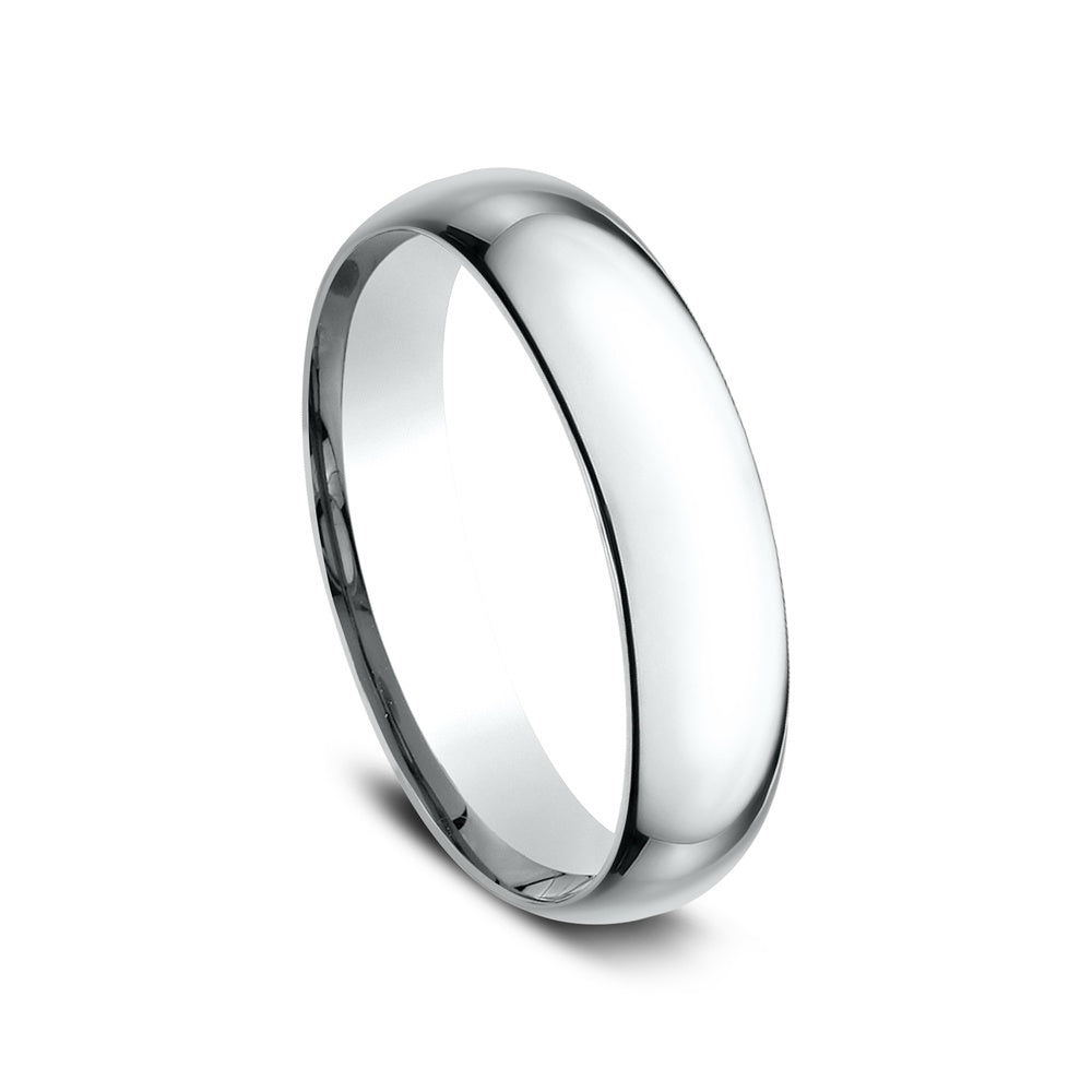 Low Dome Comfort Fit Men's Wedding Band in 14K White Gold - 5mm by Benchmark
