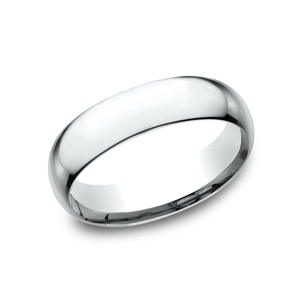 Low Dome Comfort Fit Men's Wedding Band in 14K White Gold - 6mm Width by Benchmark