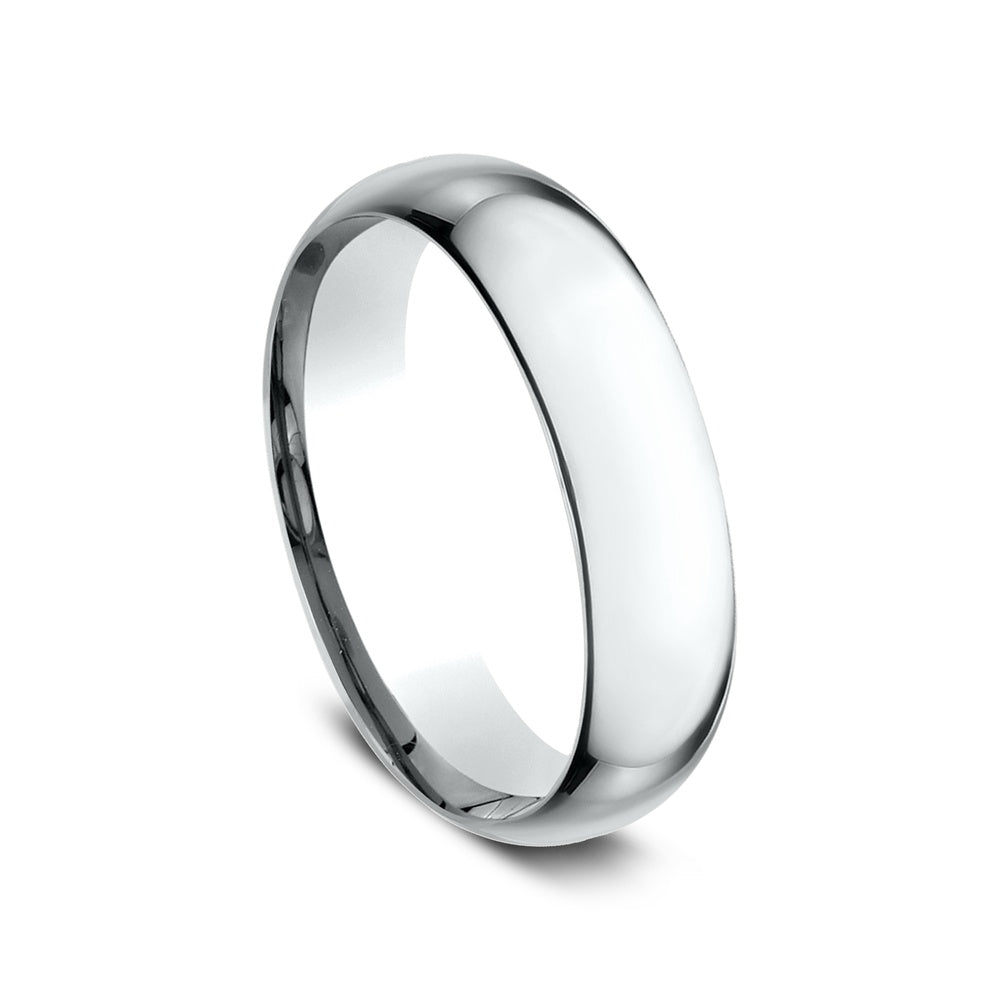 Low Dome Comfort Fit Men's Wedding Band in 14K White Gold - 6mm Width by Benchmark