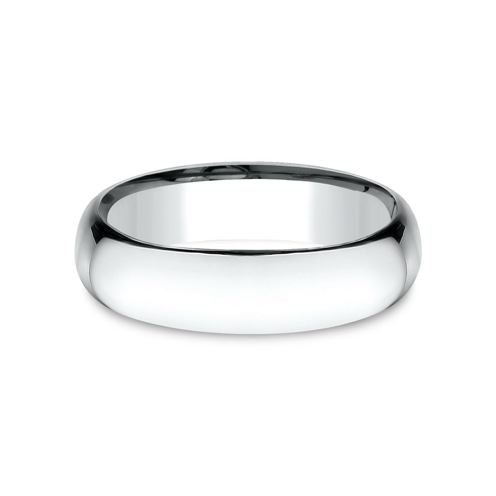 Low Dome Comfort Fit Men's Wedding Band in 14K White Gold - 6mm Width by Benchmark