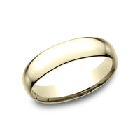 Low Dome Comfort Fit Men's Wedding Band in 14K Yellow Gold - 5mm Width by Benchmark