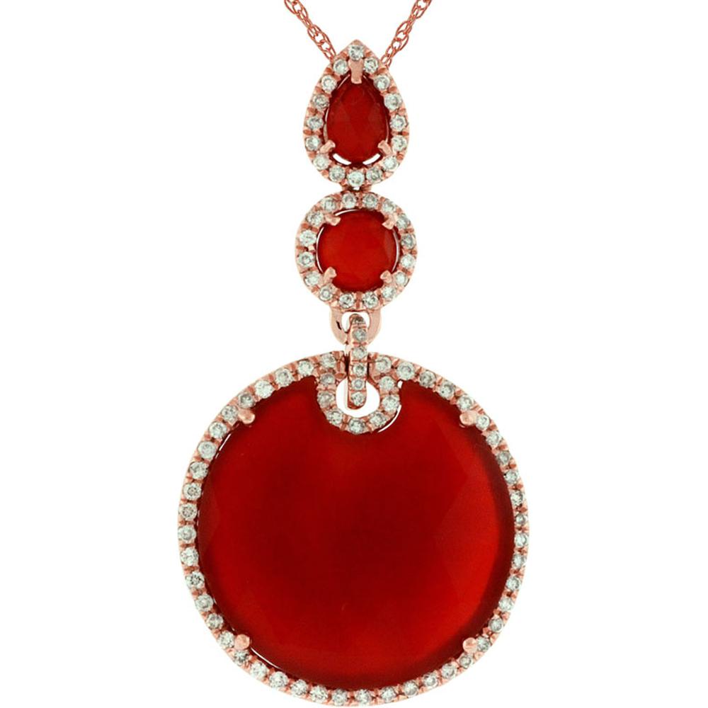 Luxe 14K Rose Gold Diamond & Red Agate Pendant - 0.44 Carat Total Diamond Weight