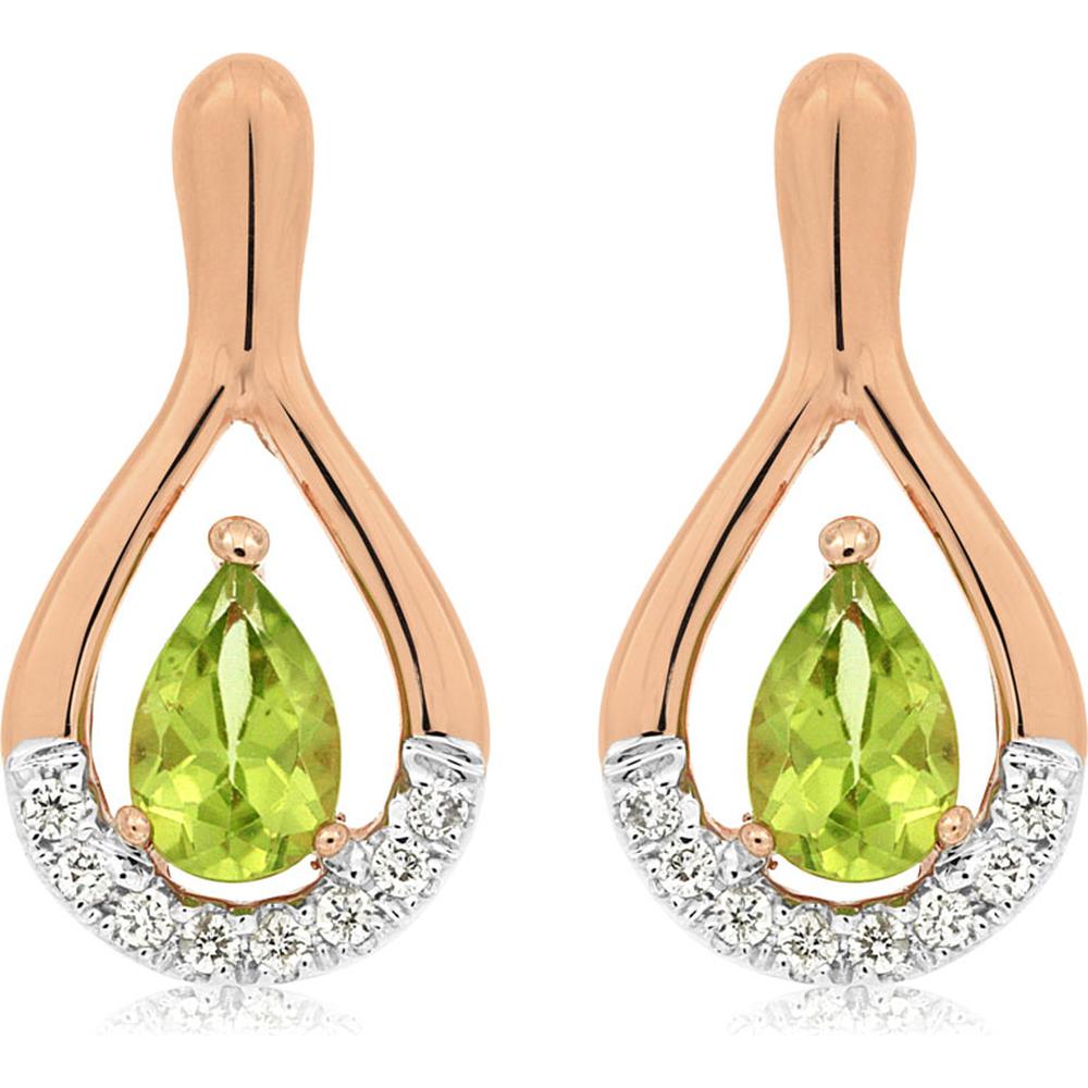 Luxe 14K Rose Gold Peridot and Diamond Drop Earrings