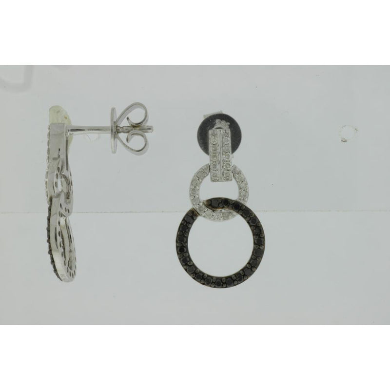Luxe 14K White Gold Black & White Diamond Earrings - Elegant Statement Pieces