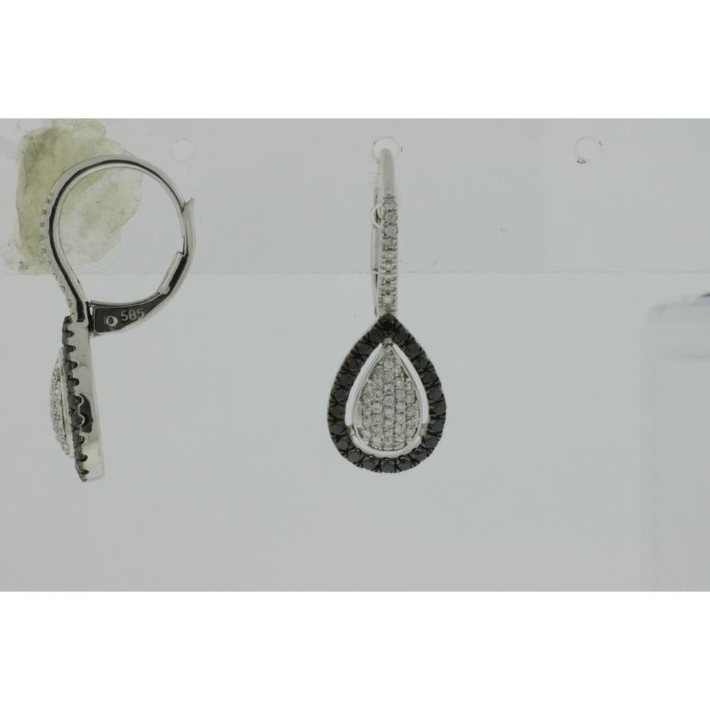 Luxe 14K White Gold Black and White Diamond Earrings - Timeless Elegance